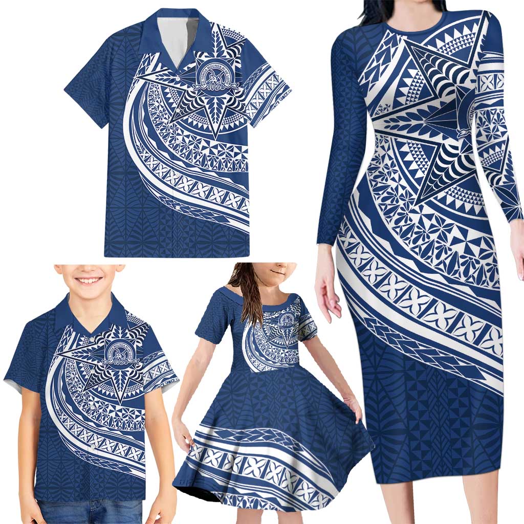 Tonga Queen Salote College Personalized Family Matching Long Sleeve Bodycon Dress and Hawaiian Shirt Ngatu Tokelaufeletoa Motifs