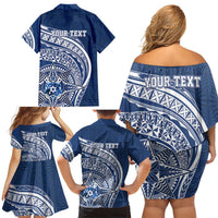 Tonga Queen Salote College Personalized Family Matching Off Shoulder Short Dress and Hawaiian Shirt Ngatu Tokelaufeletoa Motifs