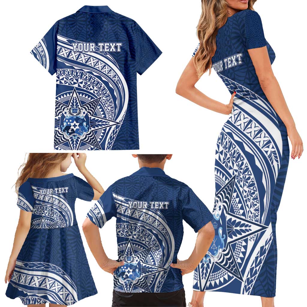 Tonga Queen Salote College Personalized Family Matching Short Sleeve Bodycon Dress and Hawaiian Shirt Ngatu Tokelaufeletoa Motifs