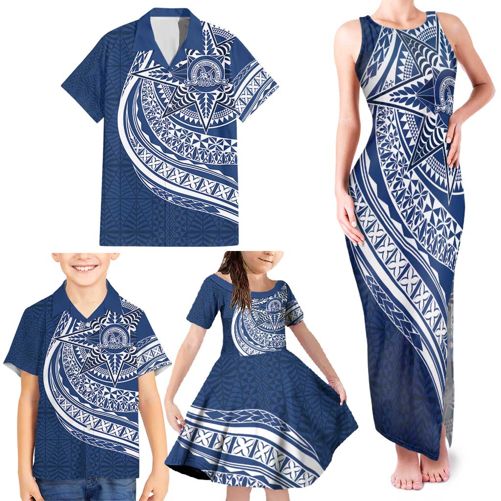 Tonga Queen Salote College Personalized Family Matching Tank Maxi Dress and Hawaiian Shirt Ngatu Tokelaufeletoa Motifs