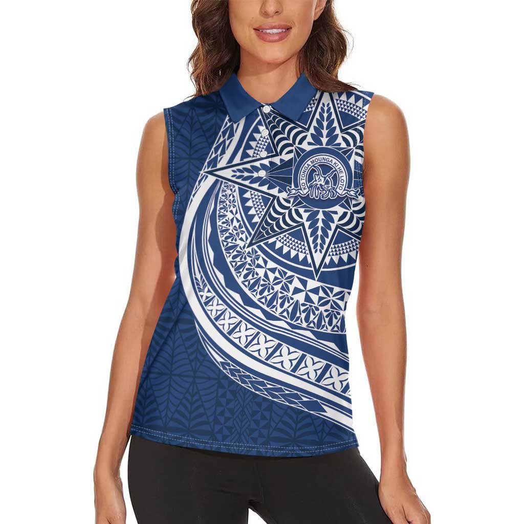 Tonga Queen Salote College Personalized Women Sleeveless Polo Shirt Ngatu Tokelaufeletoa Motifs