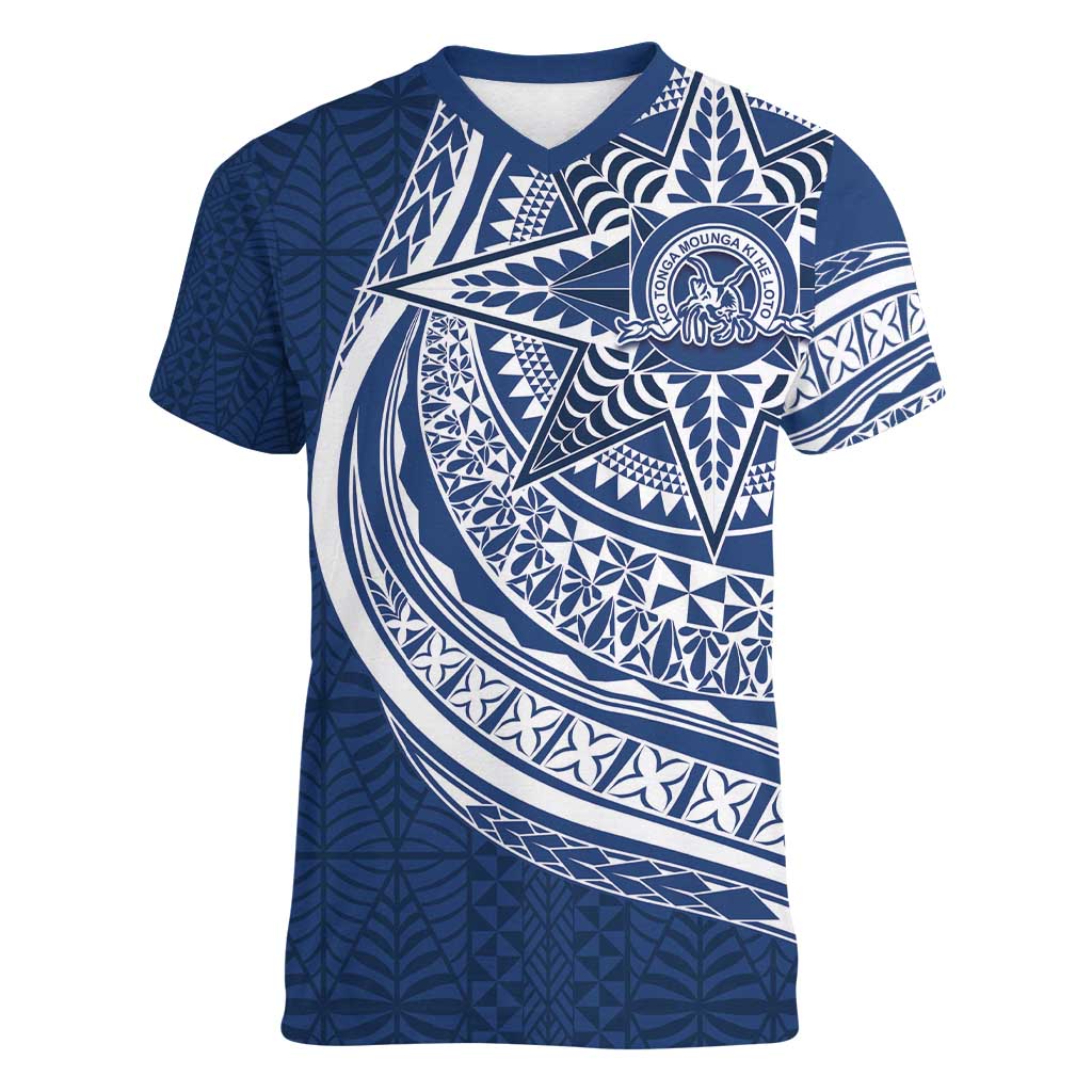 Tonga Queen Salote College Personalized Women V-Neck T-Shirt Ngatu Tokelaufeletoa Motifs