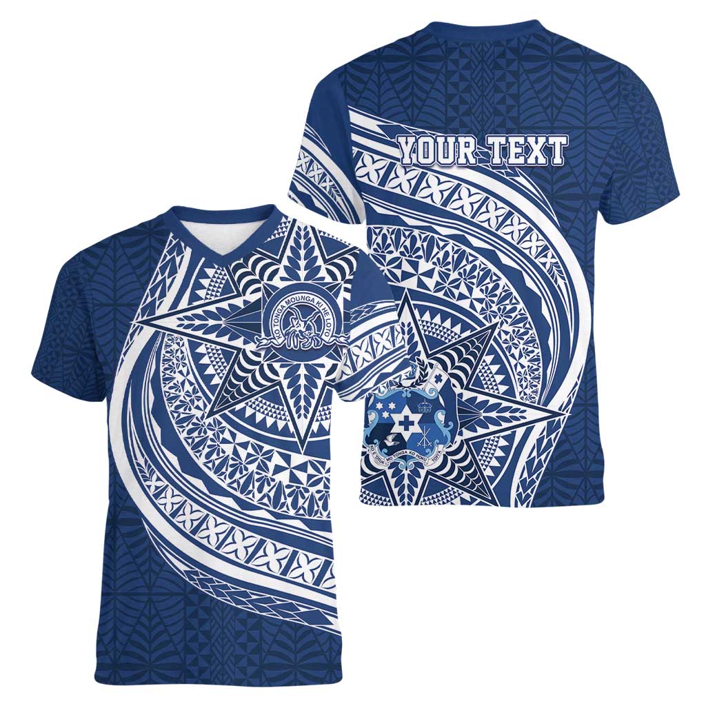 Tonga Queen Salote College Personalized Women V-Neck T-Shirt Ngatu Tokelaufeletoa Motifs