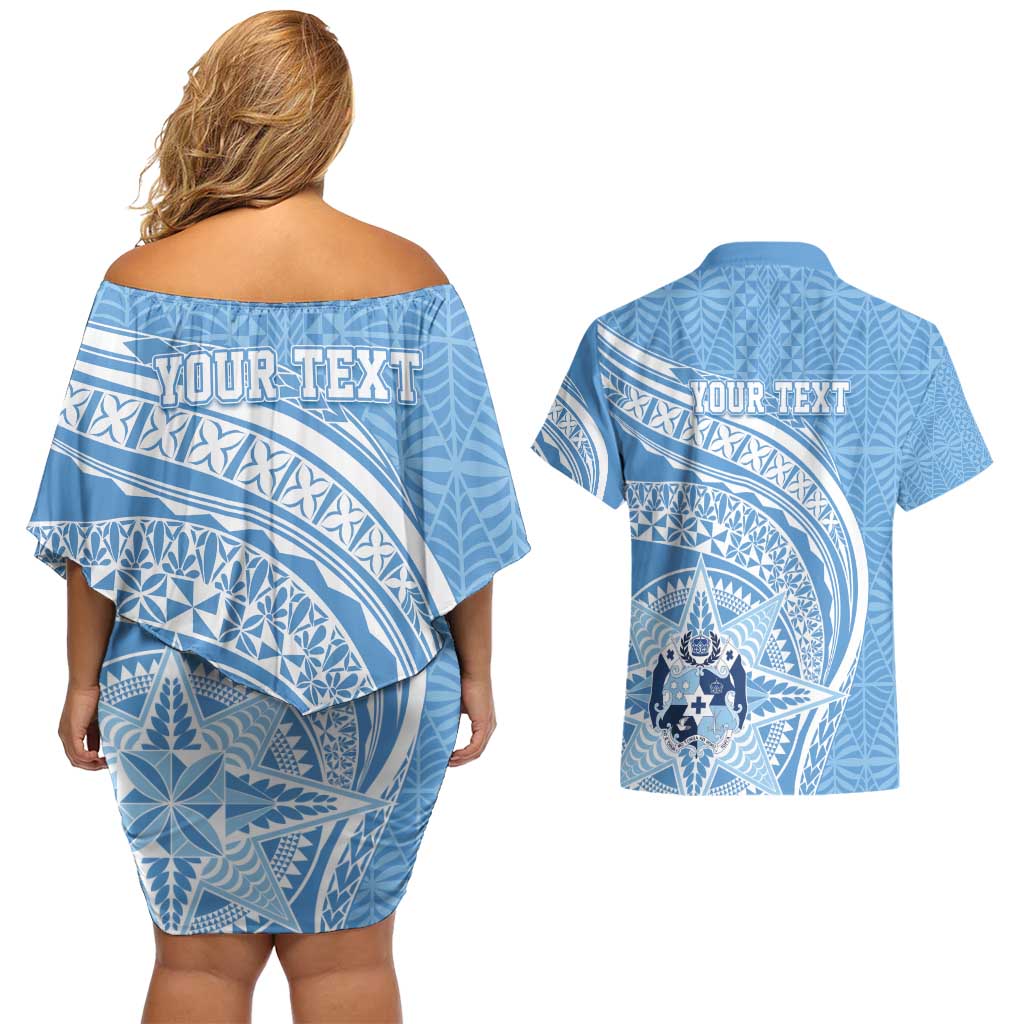 Tonga Apifo'ou Kolisi Personalized Couples Matching Off Shoulder Short Dress and Hawaiian Shirt Ngatu Tokelaufeletoa Motifs