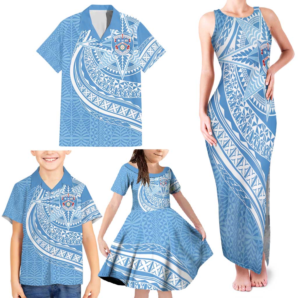 Tonga Apifo'ou Kolisi Personalized Family Matching Tank Maxi Dress and Hawaiian Shirt Ngatu Tokelaufeletoa Motifs