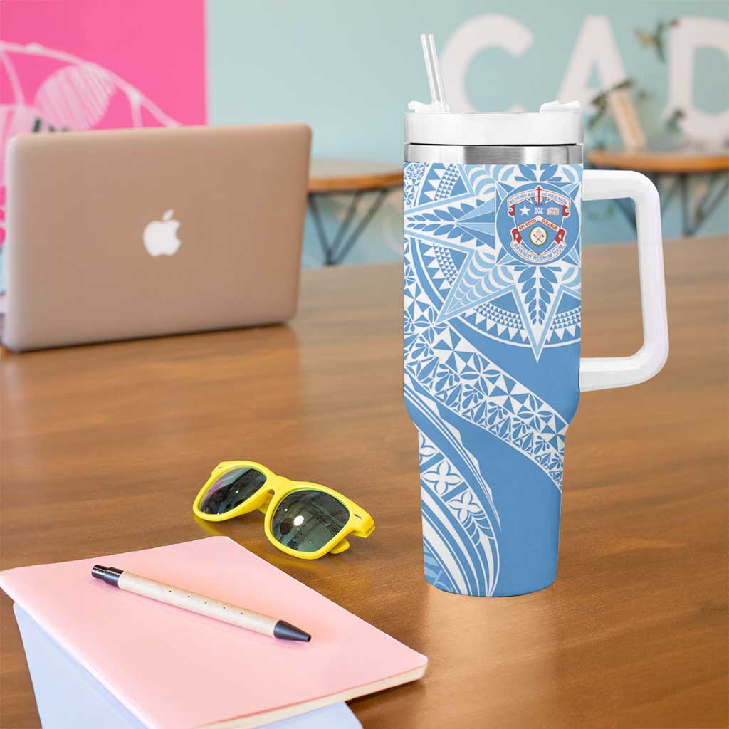 Tonga Apifo'ou Kolisi Personalized Tumbler With Handle Ngatu Tokelaufeletoa Motifs