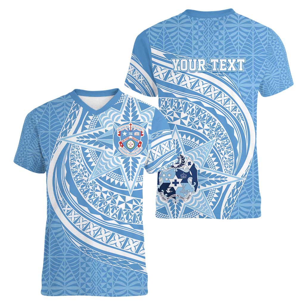 Tonga Apifo'ou Kolisi Personalized Women V-Neck T-Shirt Ngatu Tokelaufeletoa Motifs