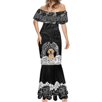 Personalised Dog Mermaid Dress Golden Retriever With Polynesian Tapa Arch LT7 - Polynesian Pride