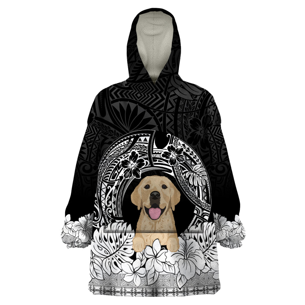 Personalised Dog Wearable Blanket Hoodie Golden Retriever With Polynesian Tapa Arch LT7 One Size Black - Polynesian Pride