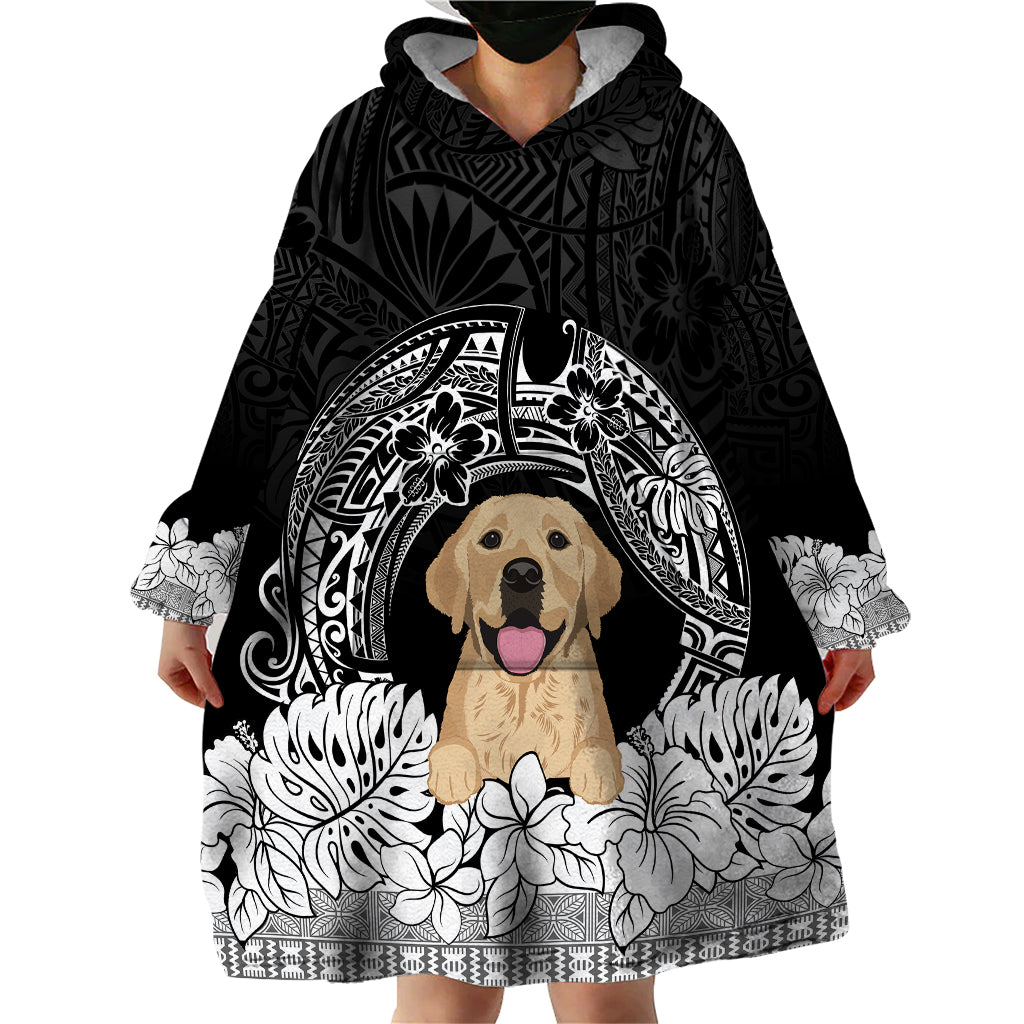 Personalised Dog Wearable Blanket Hoodie Golden Retriever With Polynesian Tapa Arch LT7 - Polynesian Pride