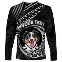 Personalised Polynesian Dog Long Sleeve Shirt With Australian Shepherd - Crescent Style LT7 - Polynesian Pride