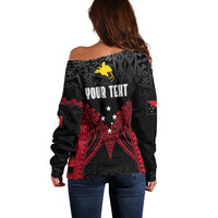 Personalised PNG Off Shoulder Sweater Papua Motuan Mirror Style LT7 - Polynesian Pride