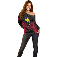 Personalised PNG Off Shoulder Sweater Papua Motuan Mirror Style LT7 - Polynesian Pride
