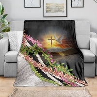 Hawaii Mokihana Mix Pikake Leis Mahalo 'Olelo Blanket Black LT7 - Polynesian Pride