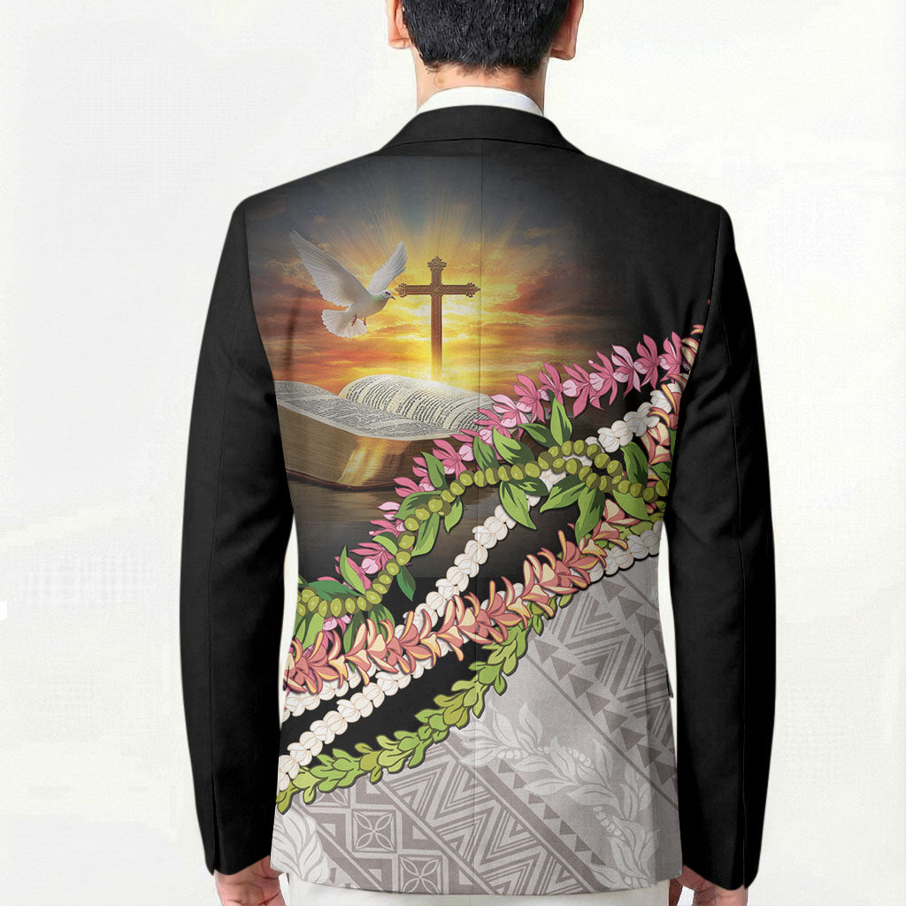 Hawaii Mokihana Mix Pikake Leis Mahalo 'Olelo Blazer Black LT7 - Polynesian Pride