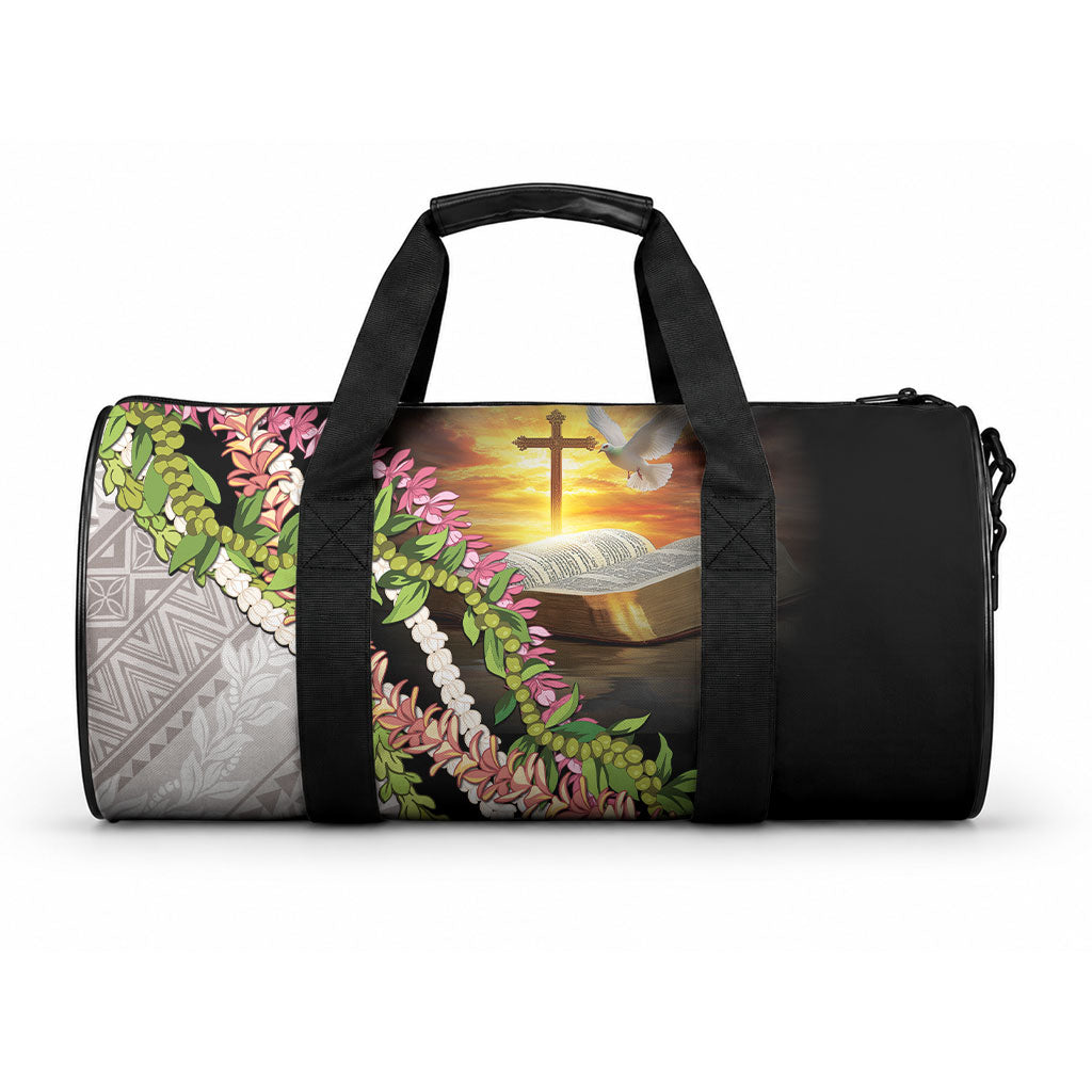 Hawaii Mokihana Mix Pikake Leis Mahalo 'Olelo Duffle Bag Black