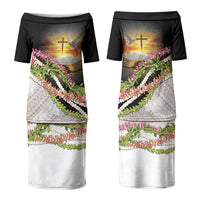 Hawaii Mokihana Mix Pikake Leis Mahalo 'Olelo Family Matching Puletasi and Hawaiian Shirt Black