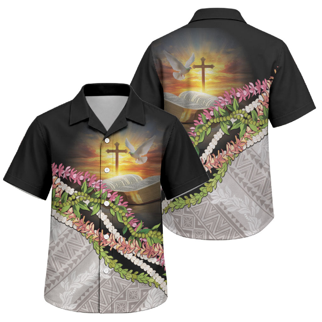 Hawaii Mokihana Mix Pikake Leis Mahalo 'Olelo Family Matching Puletasi and Hawaiian Shirt Black