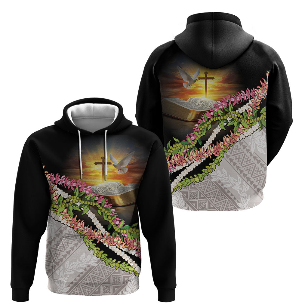 Hawaii Mokihana Mix Pikake Leis Mahalo 'Olelo Hoodie Black