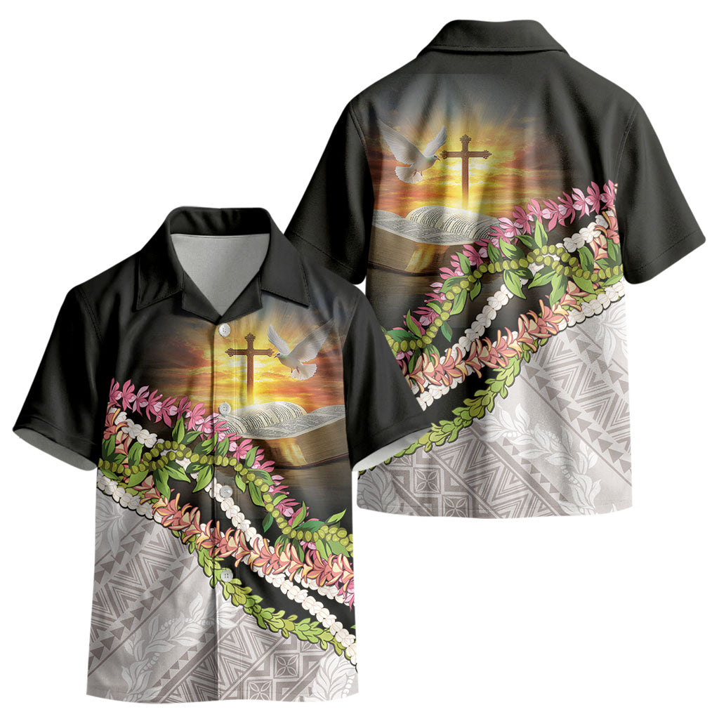 Hawaii Mokihana Mix Pikake Leis Mahalo 'Olelo Kid Hawaiian Shirt Black