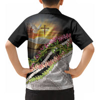 Hawaii Mokihana Mix Pikake Leis Mahalo 'Olelo Kid Hawaiian Shirt Black