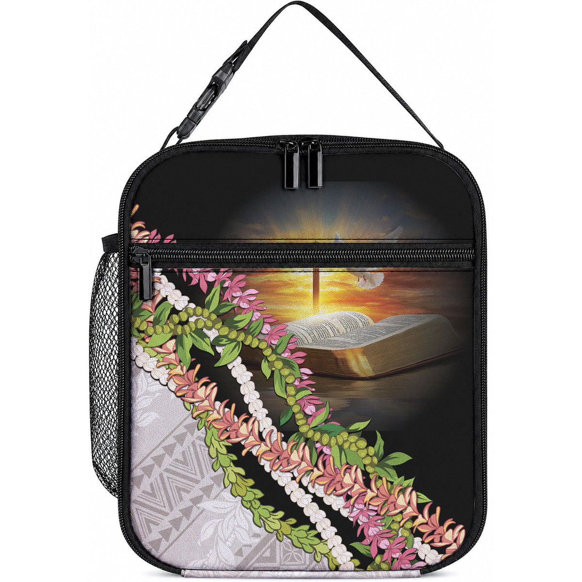 Hawaii Mokihana Mix Pikake Leis Mahalo 'Olelo Lunch Bag Black