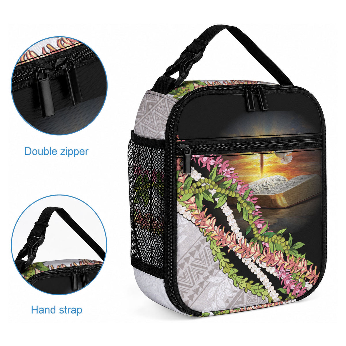 Hawaii Mokihana Mix Pikake Leis Mahalo 'Olelo Lunch Bag Black