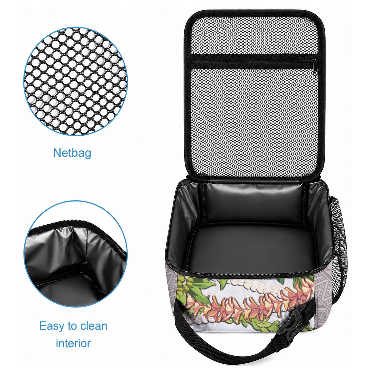 Hawaii Mokihana Mix Pikake Leis Mahalo 'Olelo Lunch Bag Black