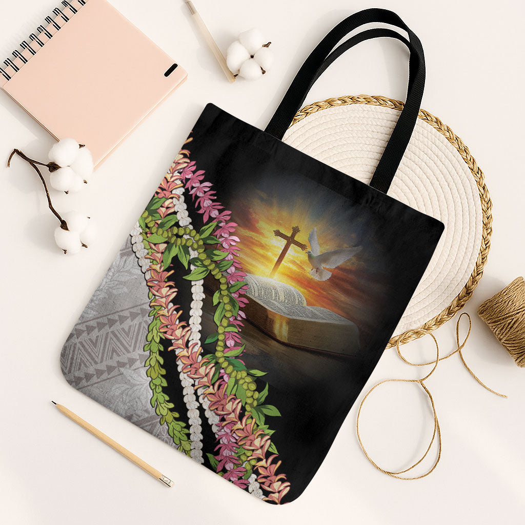Hawaii Mokihana Mix Pikake Leis Mahalo 'Olelo Tote Bag Black LT7 Black Strap One Size Black - Polynesian Pride