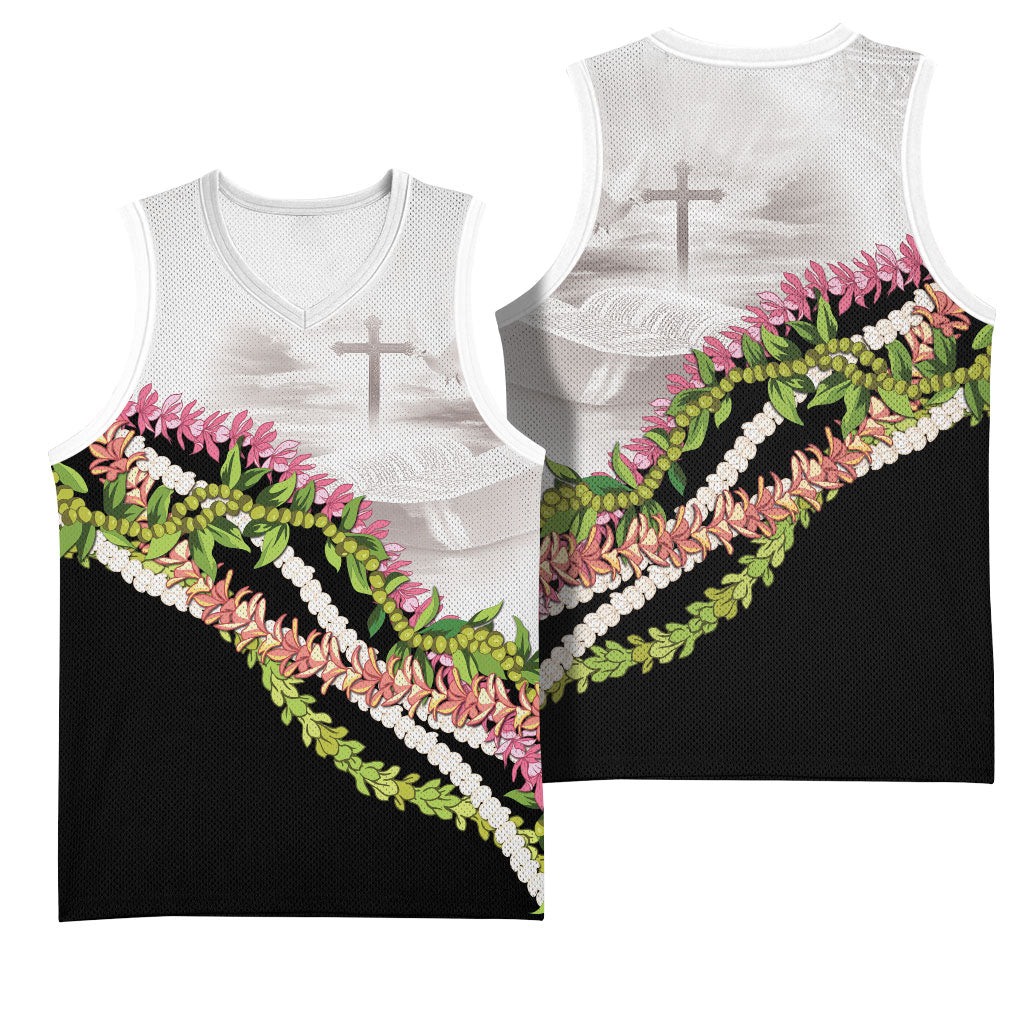 Hawaii Mokihana Mix Pikake Leis Mahalo 'Olelo Basketball Jersey White Tapa LT7 - Polynesian Pride