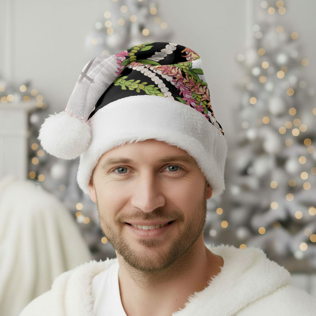 Hawaii Mokihana Mix Pikake Leis Mahalo 'Olelo Christmas Santa Hat White Tapa