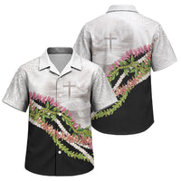 Hawaii Mokihana Mix Pikake Leis Mahalo 'Olelo Family Matching Mermaid Dress and Hawaiian Shirt White Tapa LT7 Son's Shirt White - Polynesian Pride