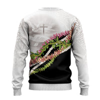 Hawaii Mokihana Mix Pikake Leis Mahalo 'Olelo Ugly Christmas Sweater White Tapa