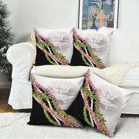 Hawaii Mokihana Mix Pikake Leis Mahalo 'Olelo Pillow Cover White Tapa