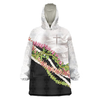 Hawaii Mokihana Mix Pikake Leis Mahalo 'Olelo Wearable Blanket Hoodie White Tapa