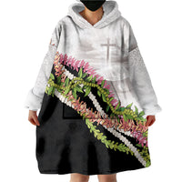 Hawaii Mokihana Mix Pikake Leis Mahalo 'Olelo Wearable Blanket Hoodie White Tapa