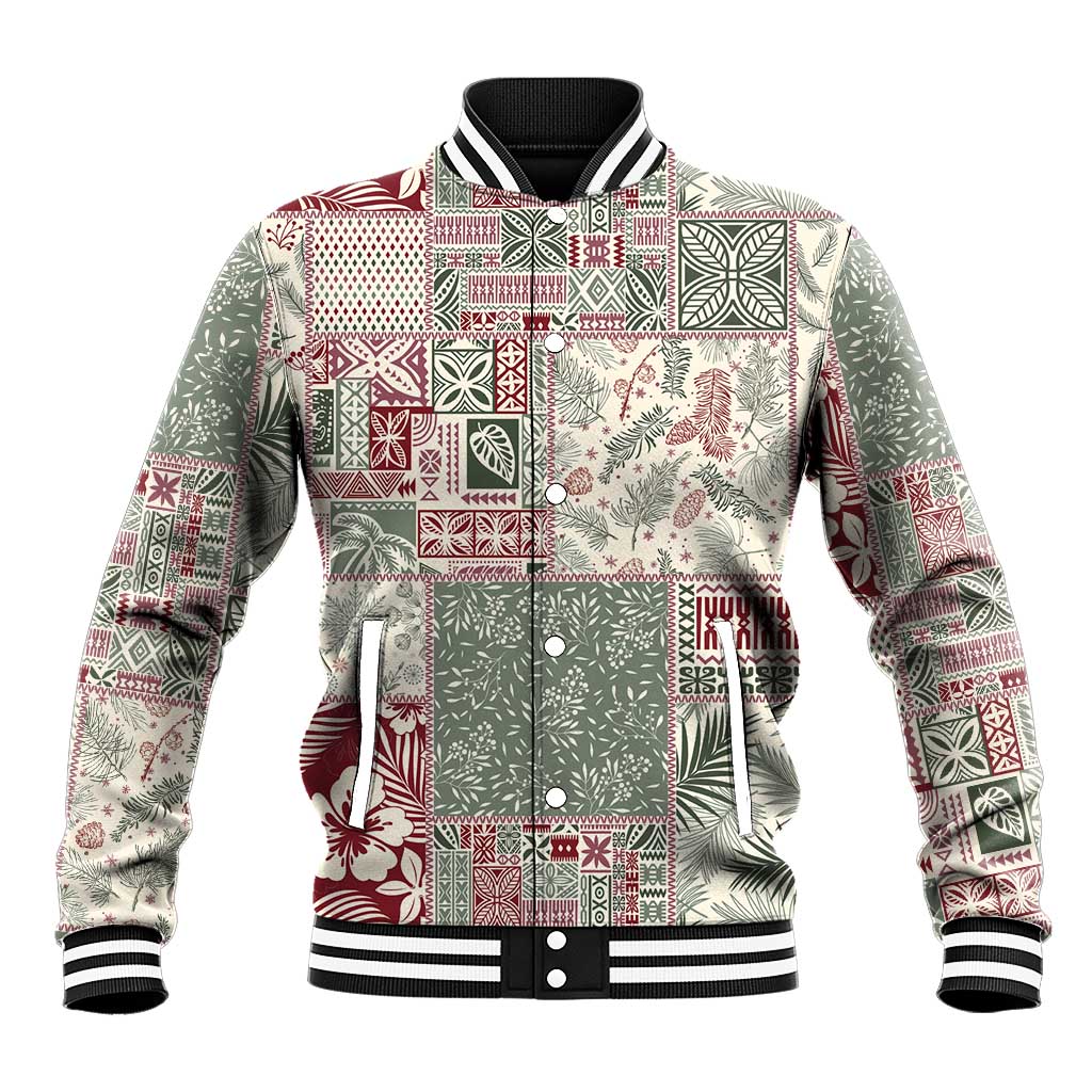 Aloha Hawaii Pastel Christmas Patchwork Baseball Jacket Classic Style - Polynesian Pride