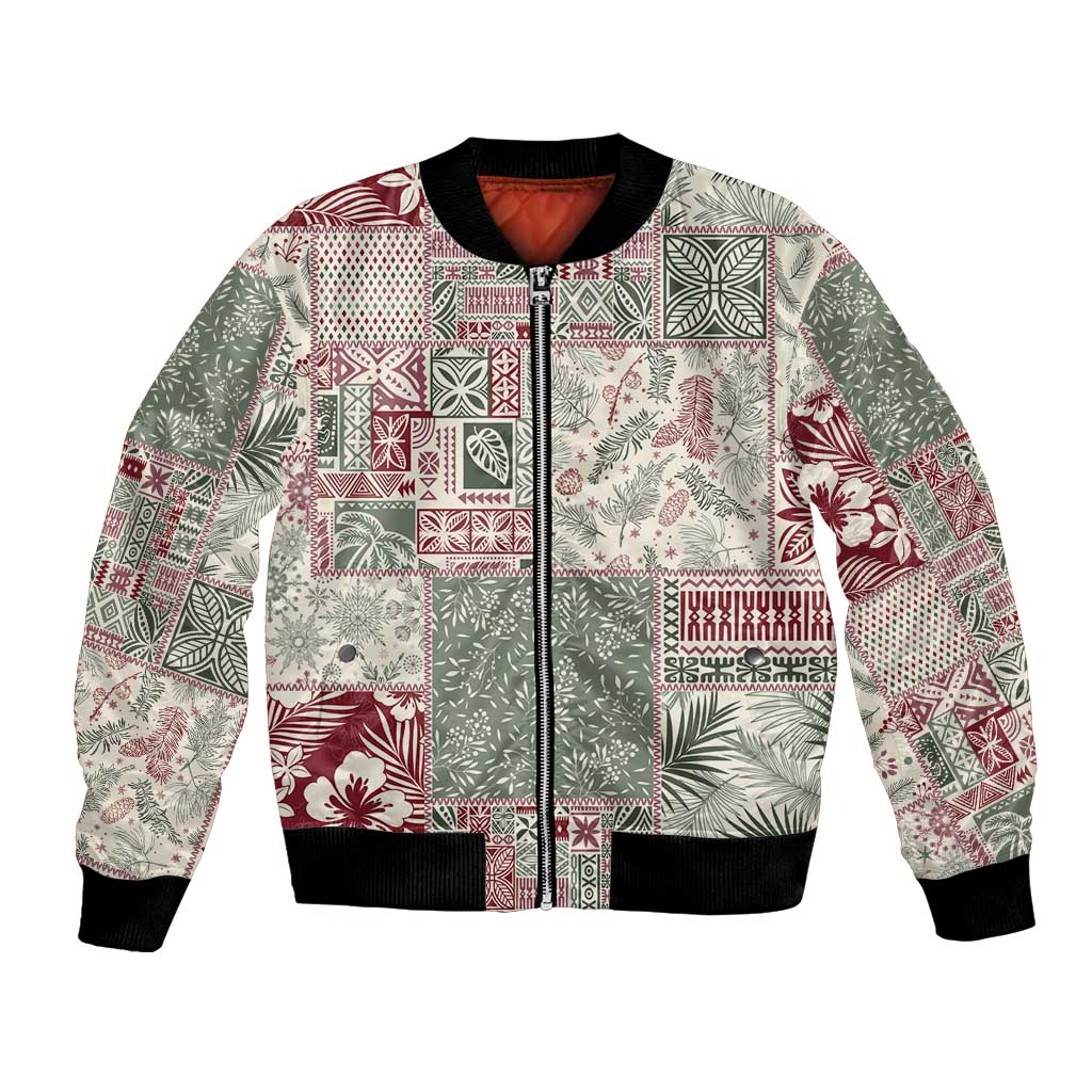 Aloha Hawaii Pastel Christmas Patchwork Bomber Jacket Classic Style - Polynesian Pride