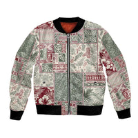 Aloha Hawaii Pastel Christmas Patchwork Bomber Jacket Classic Style - Polynesian Pride