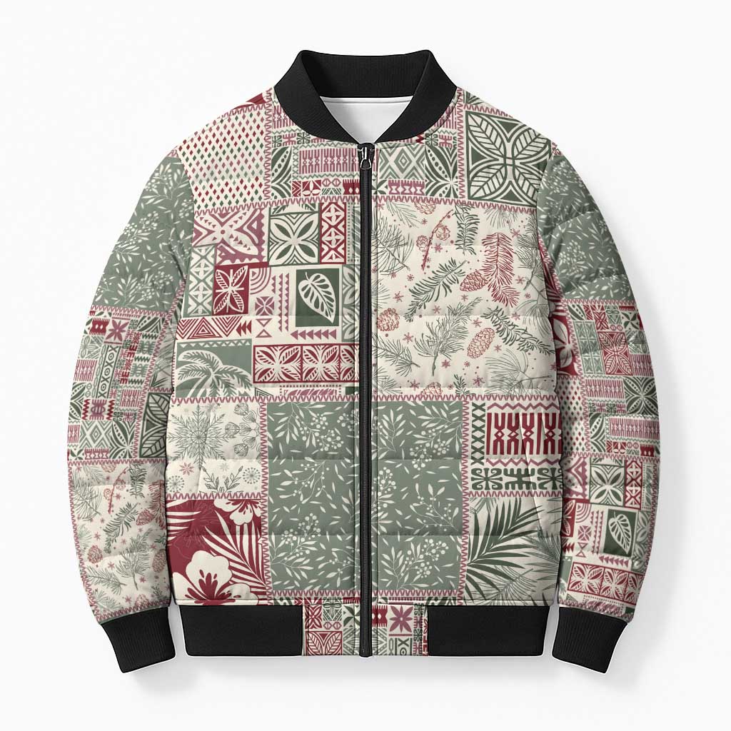 Aloha Hawaii Pastel Christmas Patchwork Bomber Puffer Jacket Classic Style - Polynesian Pride