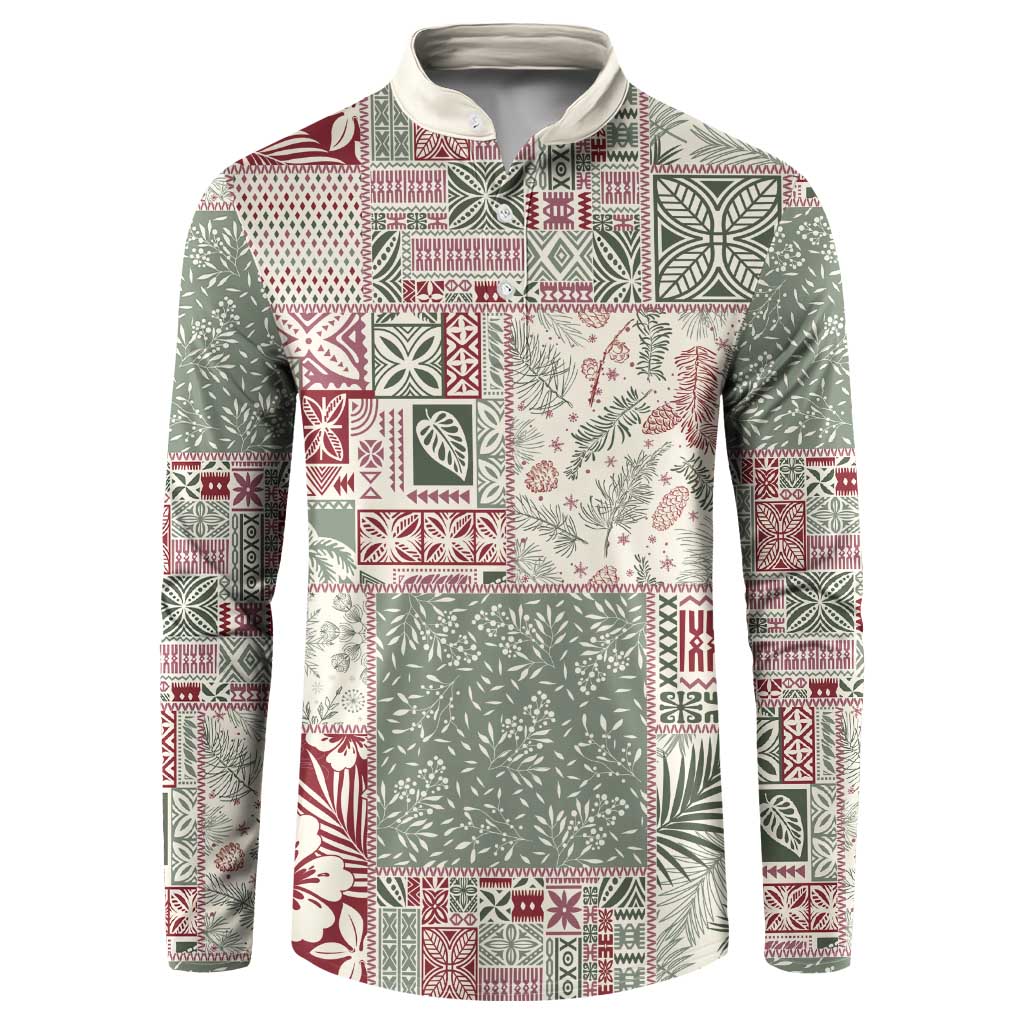 Aloha Hawaii Pastel Christmas Patchwork Button Sweatshirt Classic Style - Polynesian Pride