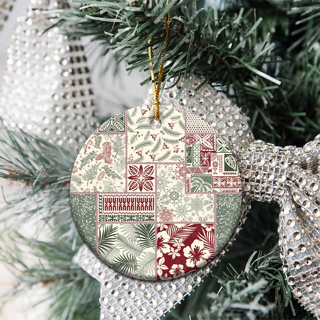Aloha Hawaii Pastel Christmas Patchwork Ceramic Ornament Classic Style - Polynesian Pride