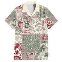 Aloha Hawaii Pastel Christmas Patchwork Family Matching Long Sleeve Bodycon Dress and Hawaiian Shirt Classic Style - Polynesian Pride