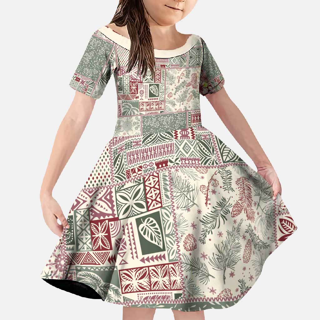 Aloha Hawaii Pastel Christmas Patchwork Family Matching Mermaid Dress and Hawaiian Shirt Classic Style - Polynesian Pride