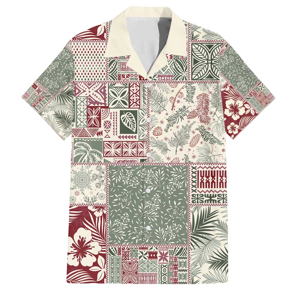 Aloha Hawaii Pastel Christmas Patchwork Family Matching Off Shoulder Short Dress and Hawaiian Shirt Classic Style - Polynesian Pride