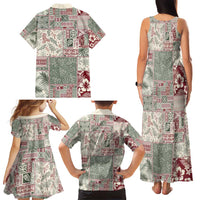 Aloha Hawaii Pastel Christmas Patchwork Family Matching Tank Maxi Dress and Hawaiian Shirt Classic Style - Polynesian Pride