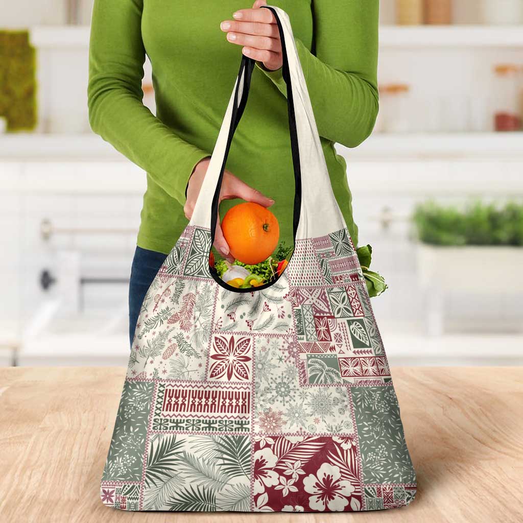 Aloha Hawaii Pastel Christmas Patchwork Grocery Bag Classic Style - Polynesian Pride