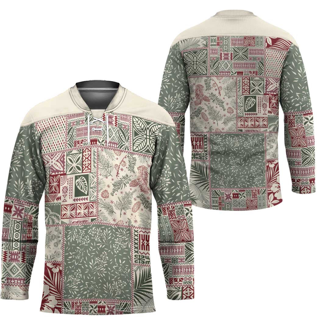 Aloha Hawaii Pastel Christmas Patchwork Hockey Jersey Classic Style - Polynesian Pride
