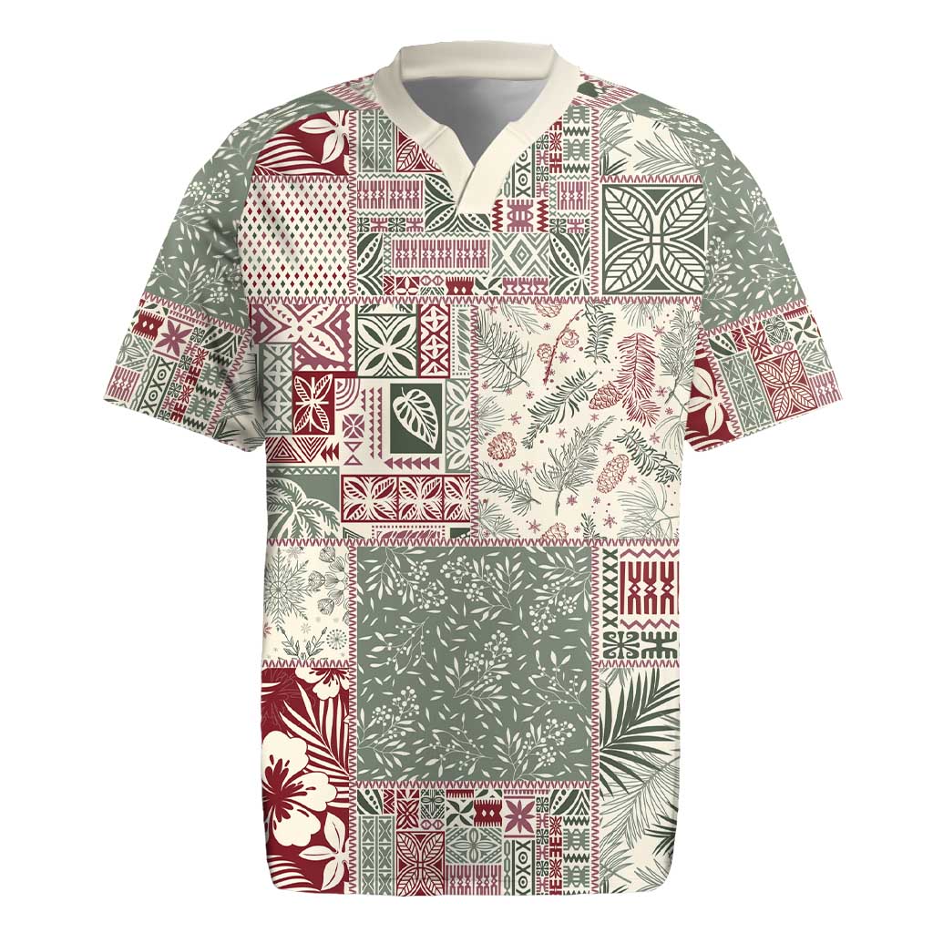 Aloha Hawaii Pastel Christmas Patchwork Rugby Jersey Classic Style - Polynesian Pride