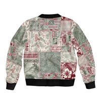 Aloha Hawaii Pastel Christmas Patchwork Sleeve Zip Bomber Jacket Classic Style - Polynesian Pride